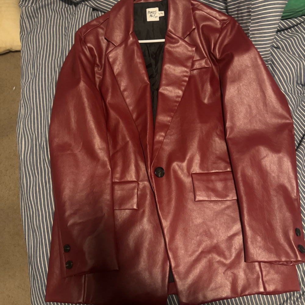 Zara Women’s  Burgundy Leather Jacket